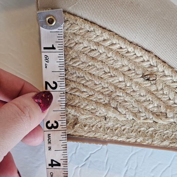 J Crew Factory Canvas Espadrille Wedge Heels Women's 9.5 Neutral Casual Summer - Picture 10 of 11